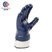 Doublure en jersey Manchette de sécurité Gants de travail en nitrile entièrement enduits de pétrole Gants enduits de nitrile bleu