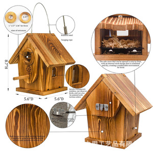 Wooden Birdhouse <b>Diy</b> <b>Kit</b> For Kids Outdoor Hanging Decorative Craft Toy 7-12 Years Old - Product Image 2