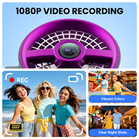 Caméra portable 1080P avec objectif rotatif et ventilateur 2-en-1, stabilisateur vidéo portable pour vlogging et voyages estivaux