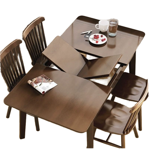 Juego <span class=keywords><strong>de</strong></span> sillas <span class=keywords><strong>de</strong></span> mesa <span class=keywords><strong>de</strong></span> <span class=keywords><strong>comedor</strong></span> plegables <span class=keywords><strong>de</strong></span> madera maciza clásica, muebles para el hogar <span class=keywords><strong>de</strong></span> 6 plazas para apartamentos pequeños, extensible, moderno y sencillo - Product Image 1