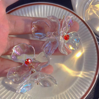 Boucles d'oreilles pendantes transparentes en forme de pétales de fleurs surdimensionnées pour femmes, style coréen, idéales pour les soirées