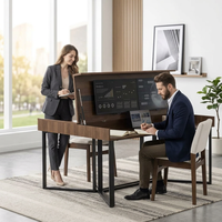 Bureau relevable en gros avec rangement dissimulé, vérin à gaz hydraulique, poste de travail informatique multifonctionnel en bois, mobilier de bureau d'étude