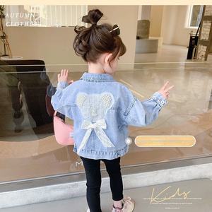 เสื้อโค้ทยีนส์กระดุมแถวเดียวสำหรับเด็กผู้หญิงเสื้อคลุมสไตล์ต่างประเทศใหม่สำหรับฤดูใบไม้ผลิและฤดูใบไม้ร่วง - Product Image 1