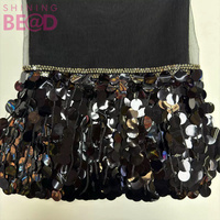 Stock disponible, multicolore, 17 cm, garniture en dentelle à paillettes, franges et strass pour costumes de carnaval, danse latine et spectacle de danse du ventre