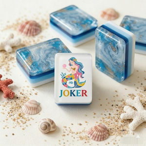 Fichas de Mahjong Acrílicas Americanas de Alta Gama, Originales, Asequibles, de Lujo, con Diseño de <span class=keywords><strong>Sirena</strong></span> en la Misteriosa Zona Marina <span class=keywords><strong>del</strong></span> Océano Azul Tropical, 160 Piezas - Product Image 5