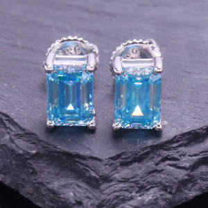 ต่างหูแบบติดหู ได้รับการรับรองจาก GRA เครื่องประดับงานแต่งงาน เงินแท้ ต่างหูหินทรายสีน้ำเงิน - Product Image 2