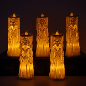 Vela LED <span class=keywords><strong>de</strong></span> <span class=keywords><strong>Novios</strong></span> Esqueletos sin Llama para <span class=keywords><strong>Halloween</strong></span>, Centro <span class=keywords><strong>de</strong></span> Mesa Decorativo con Soporte <span class=keywords><strong>de</strong></span> Calavera para Fiestas <span class=keywords><strong>de</strong></span> Casa Embrujada - Product Image 1
