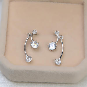 Hebilla para Pendientes de Plata S925 con Doble Cuentas, 16 mm, Perla de Mármol, Accesorios para Manualidades, Bandeja Vacía Semiterminada 4896, Chapada en Oro - Product Image 3