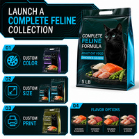 Sachet Doypack Portable Format Voyage pour Aliments pour Chats, Friandises et Snacks, avec Bec Verseur, Refermable Ziplock, Anti-humidité, en Mylar