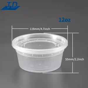 HD 32 24 16 12 8OZ Disposable Plastic Food Soup Cups Hot Soup Deli Cup PP Plastic Microwave Soup Cups With Lid