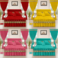 Ensemble de jupe de lit et rideaux 12 pièces en jacquard moderne style américain pour chambre à coucher, taille King