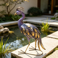 Statue de jardin artisanale en forme de paon violet, décoration extérieure pour maison, villa, patio