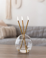 Bougie à l'huile éternelle réutilisable, contenant en verre rond, mèche en métal, longue durée de combustion, décoration de luxe pour la maison, commande personnalisée en petite série