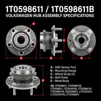 Kits d'assemblage de moyeu d'essieu arrière haute précision 1T0598611B compatibles avec les roulements de moyeu de roue Skoda Octavia Superb Audi Q3