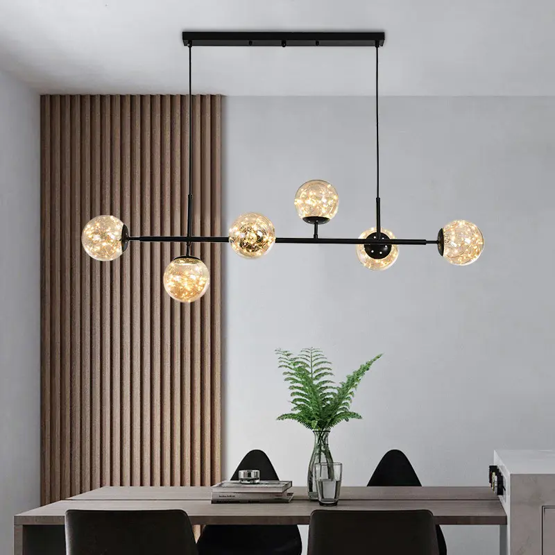 Di alta qualità di lusso moderno lampadario in vetro con sfera di vetro sala da pranzo fagiolo magico appeso a casa luce a ciondolo a led lampadario lungo