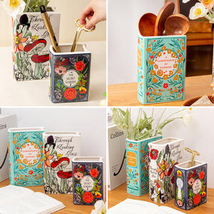 Tarro de almacenamiento estilo libro Tao Zhizhi, jarrón rectangular multifuncional para utensilios de cocina y flores, contenedor decorativo para regalo - Product Image 1