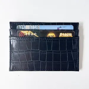 High Quality Classic Slim Pu Crocodile Embossed Leather Credit Cardholder Wallet Alligator Id Card Holder Custom Logo