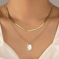 Collier en acier inoxydable étanche avec pendentifs en forme de coquille dorée et blanche, carrée, cœur, étoile, goutte d'eau et croix