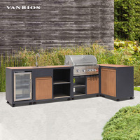 Cuisine extérieure moderne en aluminium pour barbecue et pizza, avec réfrigérateur, armoires et brûleur avec évier, fabrication Foshan