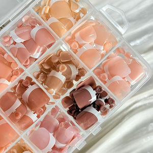 288 faux ongles courts carrés à presser pour les orteils, finition brillante nude/rose/brun, pour l'été et le DIY des pieds - Product Image 2