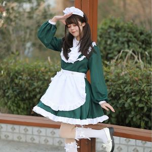 Lolita Luxury British Maid Outfit Long Sleeve Cosplay Costume Black Wine Red Dark Green Winter 2022 Game Anime Role Playing - Product Image 4