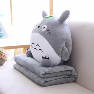 Jouet en peluche Totoro multifonction 3 en 1, oreiller doux avec couverture, coussin chaud pour les mains, bébé, enfants, couverture de sieste, figurine Anime