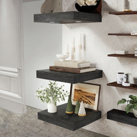 Étagères flottantes 12x12 pouces, style rustique campagnard, en bois d'ingénierie, ensemble de 2 pour la décoration murale et le rangement, pour salon et salle de bain