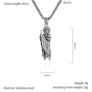 Collier Pendentif Hip Hop Saint Jude en Zircon, Acier Inoxydable, Bijou <span class=keywords><strong>de</strong></span> Mode Chrétien Catholique pour Hommes et Femmes - Product Image 6