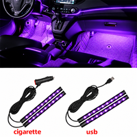 Lumière ambiante pour voiture à 72/48/36 LED RGB avec prise USB, bande lumineuse intérieure automobile, barre de décoration, télécommande/contrôle vocal
