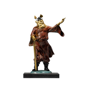 Statue en laiton du dieu Zhong Kui, fait main, en cuivre et or, pour la décoration de la maison et du bureau, Nouvel An chinois - Product Image 1