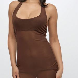 Vestido Largo de Verano con Cuello Halter y Espalda Descubierta de Malla, Ajustado al Cuerpo, para Mujer, Elegante, para la Noche - Product Image 4