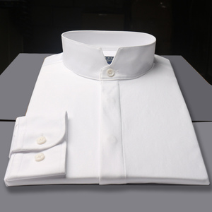 Camisa Casual Blanca de Alta Gama para Hombre, Manga Larga, con Cuello Alto Elástico, Tejido Liso Teñido, Transpirable, para Primavera - Product Image 2