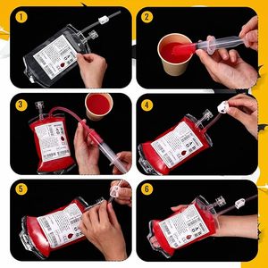 Bolsas Reutilizables a Prueba de Fugas para Bebidas con Diseño de Vampiro para Halloween, Bolsas para Jugos y Cócteles con Diseño de Bolsa de Sangre IV - Product Image 3