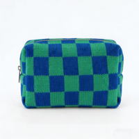 Nouvelle Trousse de Maquillage 2026 Broderie Renard Mignon à Carreaux, Pochette Cosmétique Tricotée à la Main, Organisateur de Maquillage Esthétique Unique