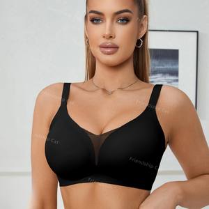 Sujetador sin costuras de encaje con cuello en V sin aros transfronterizo <span class=keywords><strong>especial</strong></span> tejido de punto cinturón suave transpirable ajustable <span class=keywords><strong>BH</strong></span> - Product Image 3