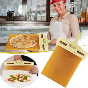 Pelle à pizza rotative antiadhésive en bois avec poignée pour un glissement facile - Product Image 2