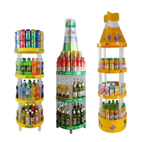 Style moderne personnalisé magasin de détail pliable présentoir à boissons étagère en plastique forme de bouteille ronde pour la bière et la boisson