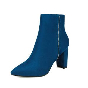 Punta quadrata <span class=keywords><strong>con</strong></span> cerniera e anello in metallo alla moda stivaletti <span class=keywords><strong>con</strong></span> <span class=keywords><strong>tacco</strong></span> alto in pelle verniciata per <span class=keywords><strong>donna</strong></span> - Product Image 4