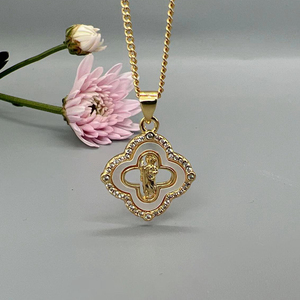 Collar de corazón geométrico religioso para mujer, concha de mar, circón, Saint Benedi, St Jude, Thaddeus, colgante de oración, cuello para mujer - Product Image 4