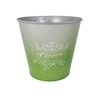 Jardin et décoration d'intérieur Jardinière galvanisée de style fermier Vase antique peint en métal Seau Pots chinois