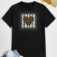 Cheer personnalisable avec coeur Glitter Rhinestone Vinyl Heat Transfer Iron pour T-shirts