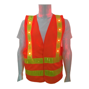 CITICITY High Visibility PVC Reflective Safety Vest ANSI Class 2 EN ISO 20471 Class 2 Red <b>Light</b> Flashing LED for Outdoor Running - Product Image 1