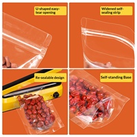 Sachet refermable transparent en PE anti-humidité avec fermeture éclair pour l'emballage de noix, fruits secs, thé et aliments