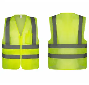 Safety Vest Custom Logo 120G Polyester Mesh Multi Pockets High Visibility Safety Vest Hi Vis Workwear For Men Korean Markets