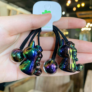 2 teile/satz hohe Qualität schwarz ändern Tierart Haars eil niedlichen Mädchen Pferdes chwanz Haar gummi personal isierte elastische Acryl Haarband - Product Image 5