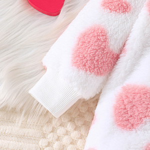 Ropa de Bebé Unisex, Mono de Felpa Cálido con Cierre y Lindo Estampado de Corazones, Ropa Casual para Bebés Gateando, Multicolor - Product Image 5