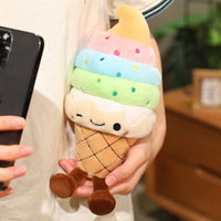 Peluche en forme de cône de crème glacée arc-en-ciel de dessin animé, jouet apaisant pour enfants en coton PP, cadeau d'anniversaire