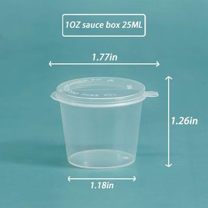 Contenants à sauce en plastique transparent personnalisés en usine avec couvercles articulés anti-fuite, pots à condiments et coupelles à sauces - Product Image 2