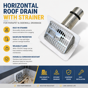 Sortie latérale de gouttière en acier inoxydable 304 de qualité supérieure - Drainage anti-colmatage des eaux pluviales pour toit et balcon - Product Image 1