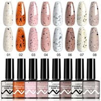2026 Gel effet œuf de caille 2-en-1 sans résidu ni durcissement, Base et Top Coat en résine, 8 couleurs haute saturation, points uniformément distribués pour ongles